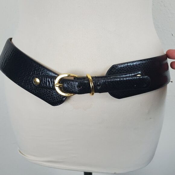 Tahari slim corset belt reptile embossed leather - Picture 5 of 7